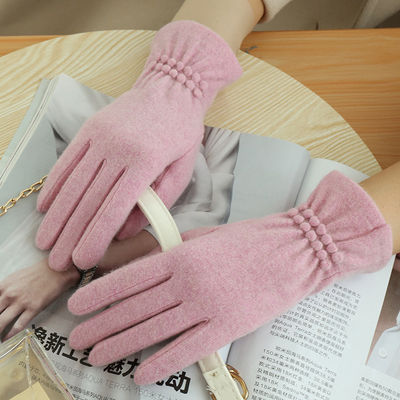 Pink Girl 22x16cm Winter Warm Gloves Outdoor Nylon And Wool Knitted Mittens