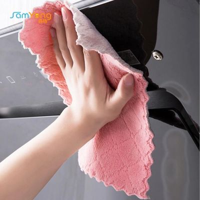 250gsm Quick Dry 30x30cm Kitchen Cleaner Cloth Household Soft Coral Fleece